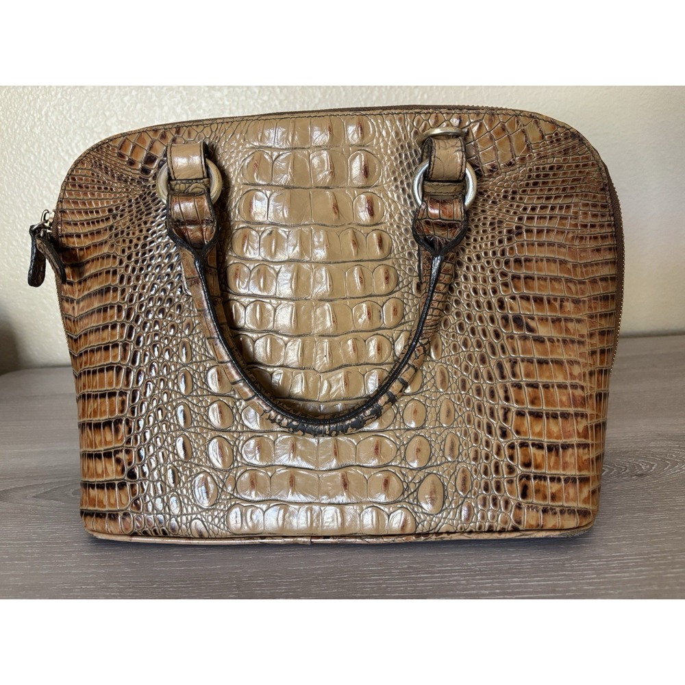 BRAHMIN Purse Brown Croc Embossed Leather Bag Tote Handbag‎ Designer Crossbody - Picture 6 of 16